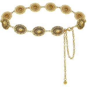 1878 Western Concho Belt For Women Metal Chain Link Boho Belts